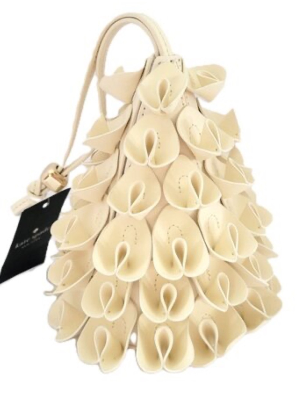 kate spade NWT Wrislet Bucket Purse  Meringue Smooth Leather Winter Pine 3D Tree